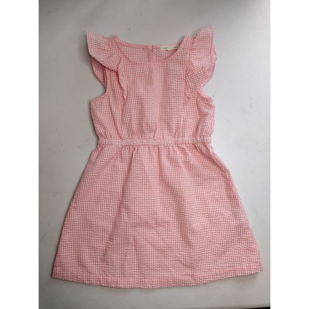 Copper Key Girls Pink Gingham Seersucker Ruffle‎ Sleeve Dress Size 4
